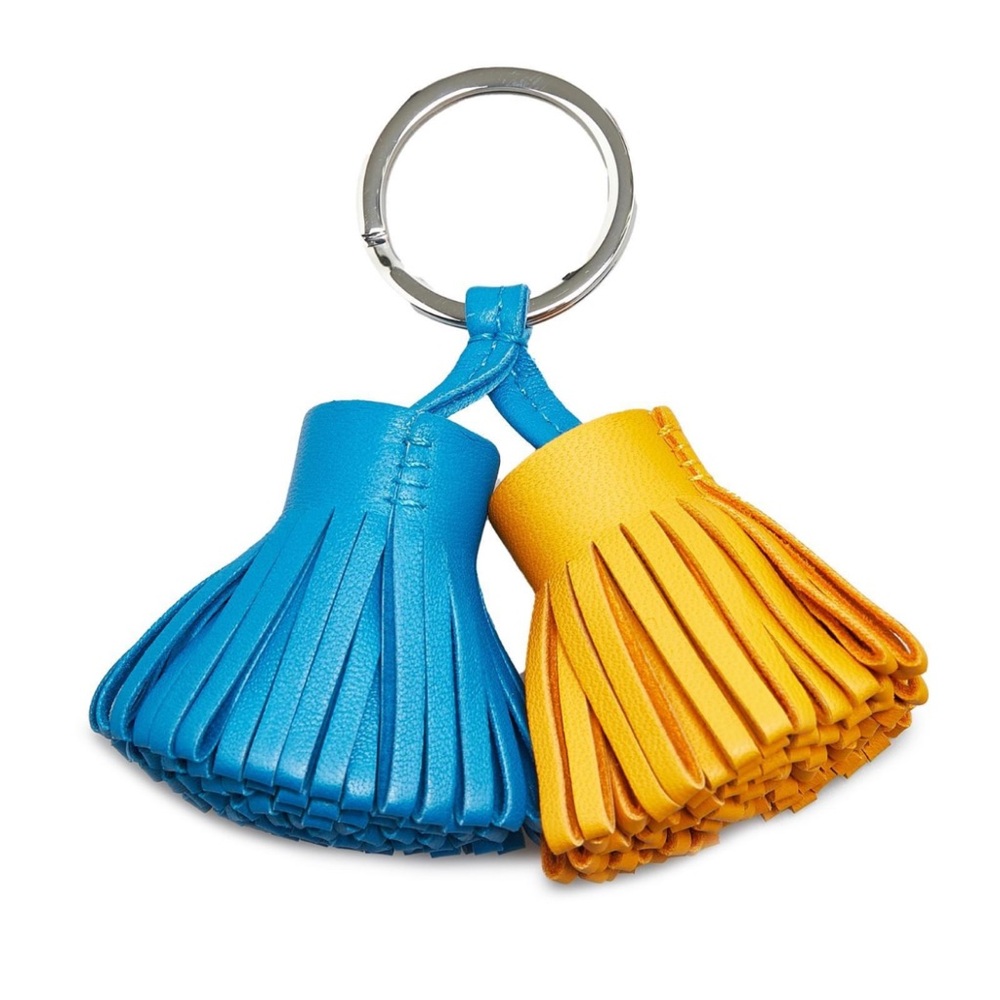 Hermes Blue and Yellow Tassel Keychain